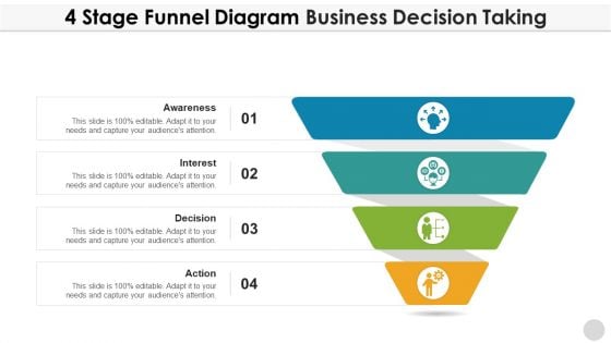 4 Stage Funnel Diagram Business Decision Taking Inspiration PDF