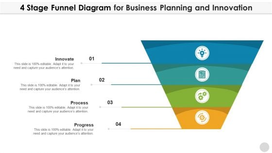 4 Stage Funnel Diagram For Business Planning And Innovation Microsoft PDF