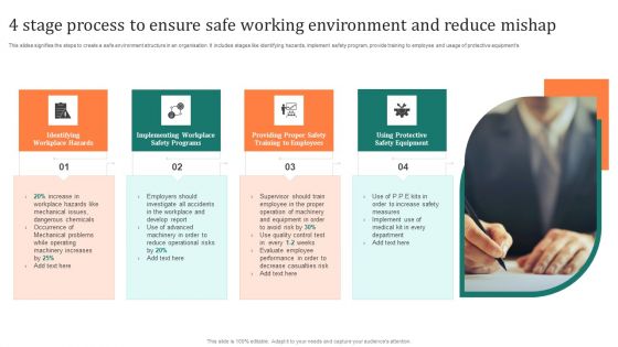 4 Stage Process To Ensure Safe Working Environment And Reduce Mishap Brochure PDF 4 Stage Process To Ensure Safe Working Environment And Reduce Mishap Brochure PDF