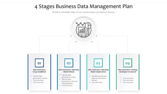 4 Stages Business Data Management Plan Ppt Visual Aids Professional PDF