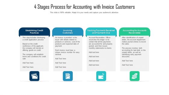 4 Stages Process For Accounting With Invoice Customers Ppt Slides Example Topics PDF