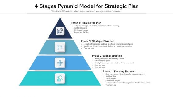 4 Stages Pyramid Model For Strategic Plan Ppt Slides Diagrams PDF