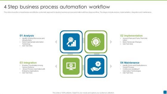 4 Step Business Process Automation Workflow Graphics PDF