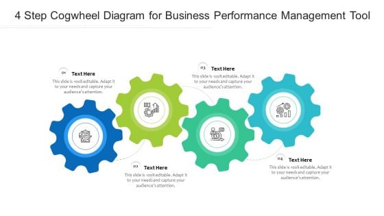 4 Step Cogwheel Diagram For Business Performance Management Tool Ppt PowerPoint Presentation Gallery Information PDF