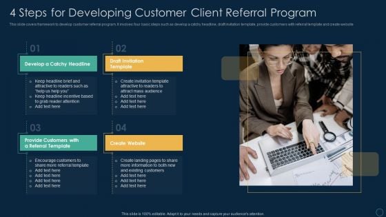 4 Steps For Developing Customer Client Referral Program Ppt Styles Format PDF