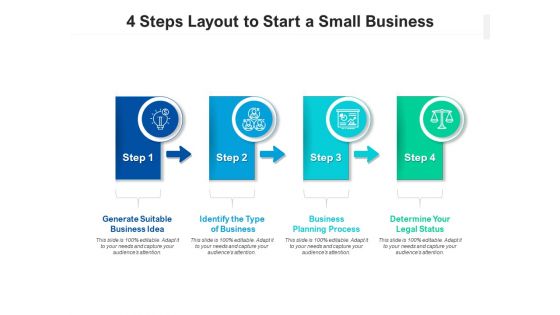 4 Steps Layout To Start A Small Business Ppt PowerPoint Presentation Pictures Graphics Template PDF