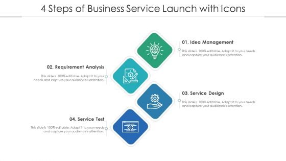 4 Steps Of Business Service Launch With Icons Ppt PowerPoint Presentation File Pictures PDF