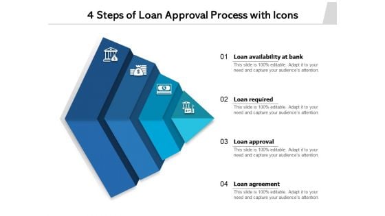 4 Steps Of Loan Approval Process With Icons Ppt PowerPoint Presentation File Graphics Download PDF