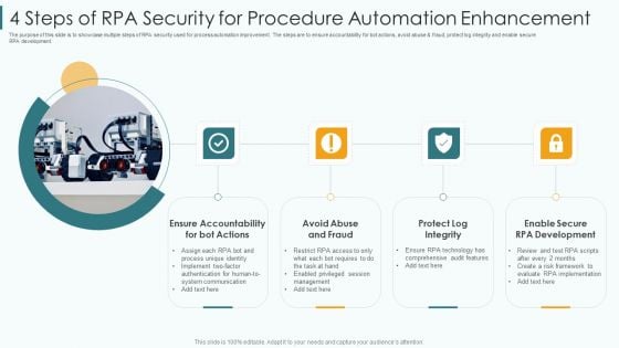 4 Steps Of RPA Security For Procedure Automation Enhancement Slides PDF