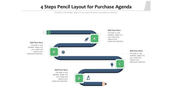 4 Steps Pencil Layout For Purchase Agenda Ppt PowerPoint Presentation Icon Slides PDF