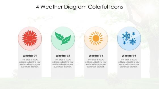 4 Weather Diagram Colorful Icons Ppt PowerPoint Presentation File Format PDF