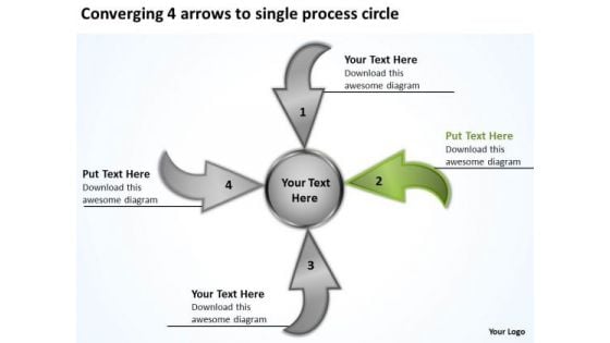 4 Arrows To Single Process Circle Relative Circular Flow PowerPoint Templates