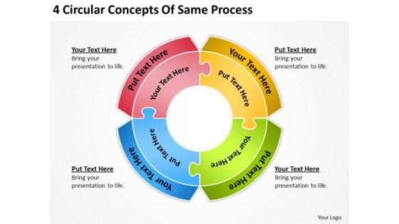 4 Circular Concepts Of Same Process Business Plan PowerPoint Slides