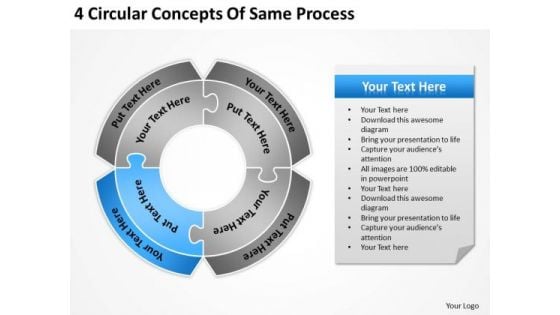 4 Circular Concepts Of Same Process Components Business Plan PowerPoint Templates