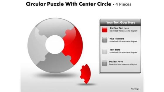 4 Circular Puzzle With Center Circle 4 Pieces PowerPoint Slides And Ppt Diagram Templates