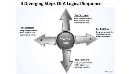 4 Diverging Steps Of A Logical Sequence Circular Arrow Diagram PowerPoint Templates