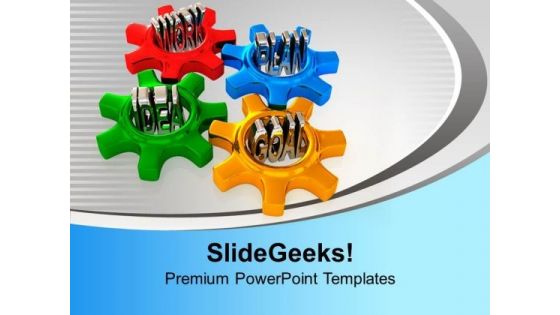 4 Gears Interconnected Issues Goal Idea PowerPoint Templates Ppt Backgrounds For Slides 0213