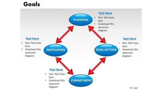 4 Interconnected Goals Diagrams PowerPoint Slides Editable Ppt Templates