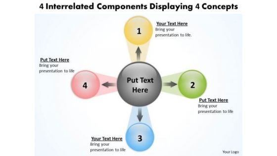 4 Interrelated Components Displaying Concepts Circular Flow Chart PowerPoint Slides