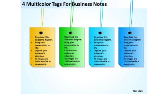 4 Multicolor Tags For Business Notes Ppt Plan Sample PowerPoint Slides