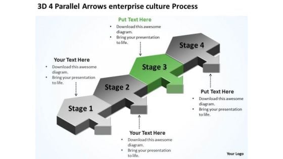 4 Parallel Arrows Enterprise Culture Process Ppt Drafting Business Plan PowerPoint Templates