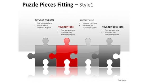 4 Puzzle Pieces Fitting 1 PowerPoint Slides And Ppt Diagram Templates