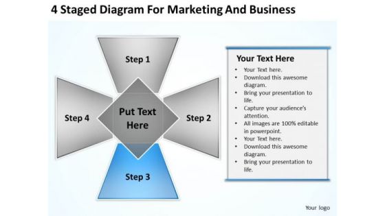 4 Staged Diagram For Marketing And Business Professional Plans PowerPoint Slides