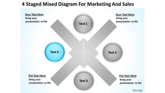 4 Staged Mixed Diagram For Marketing And Sales Ppt Business Case Template PowerPoint Templates