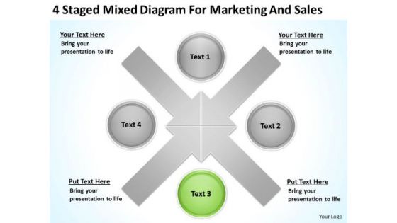 4 Staged Mixed Diagram For Marketing And Sales Ppt Simple Business Plans PowerPoint Slides