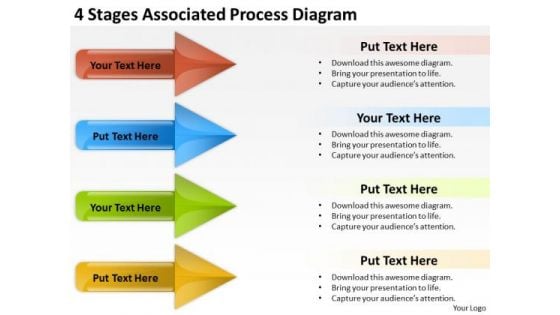 4 Stages Associated Process Diagram Business Case Template PowerPoint Templates