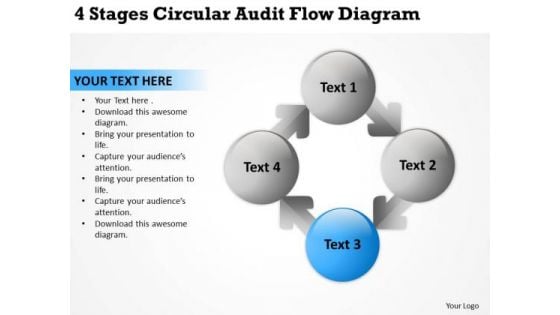 4 Stages Circular Audit Flow Diagram Franchise Business Plan Sample PowerPoint Templates