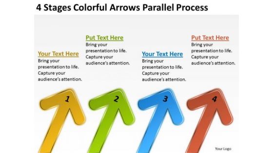 4 Stages Colorful Arrows Parallel Process Business Plan Consulting PowerPoint Slides