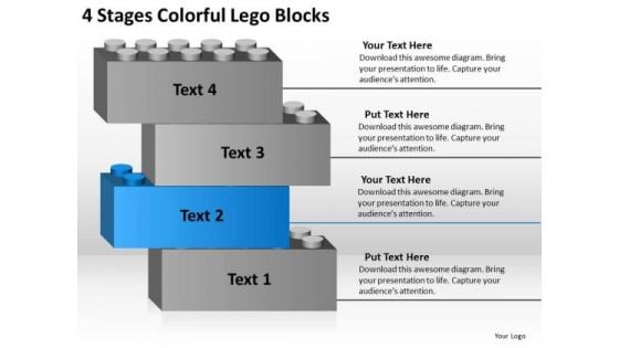 4 Stages Colorful Lego Blocks Business Action Plan Template PowerPoint Slides