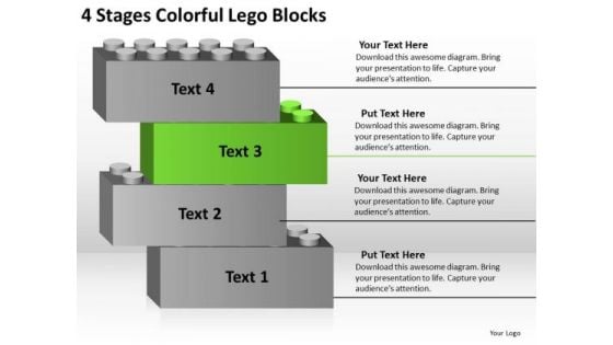 4 Stages Colorful Lego Blocks Business Plan PowerPoint Templates