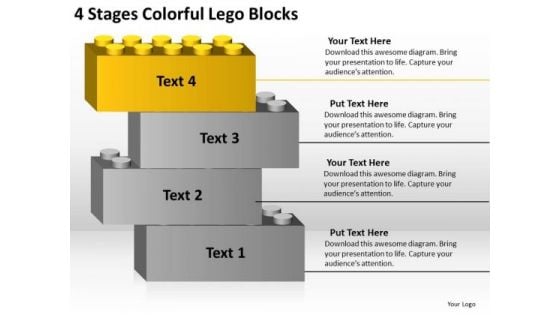 4 Stages Colorful Lego Blocks Ppt Business Plan PowerPoint Templates