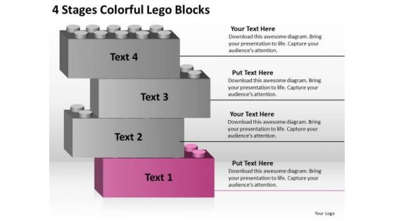 4 Stages Colorful Lego Blocks Prepare Business Plan PowerPoint Templates