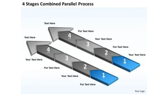 4 Stages Combined Parallel Process Marketing Plan For Small Business PowerPoint Slides