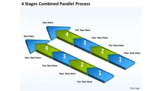 4 Stages Combined Parallel Process Web Design Business Plan PowerPoint Templates