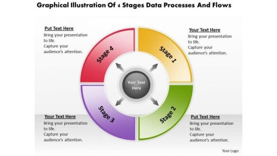 4 Stages Data Processes And Flows Business Plan Small PowerPoint Slides