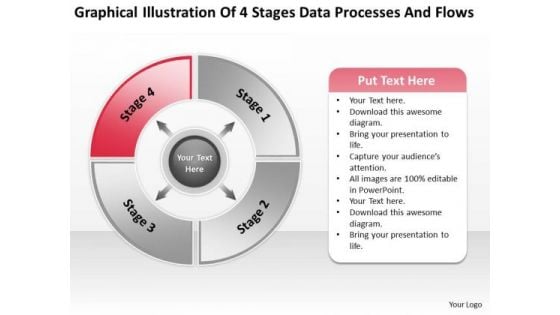 4 Stages Data Processes And Flows Ppt How To Write Up Business Plan PowerPoint Slides