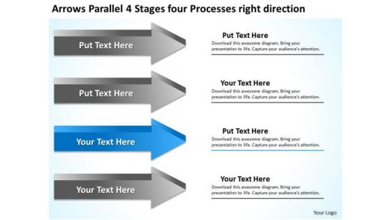 4 Stages Four Processes Right Direction Best Business Plan Software PowerPoint Slides