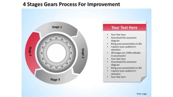 4 Stages Gears Process For Improvement Ppt Business Case Template PowerPoint Templates