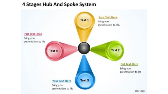 4 Stages Hub And Spoke System Business Plan PowerPoint Slides