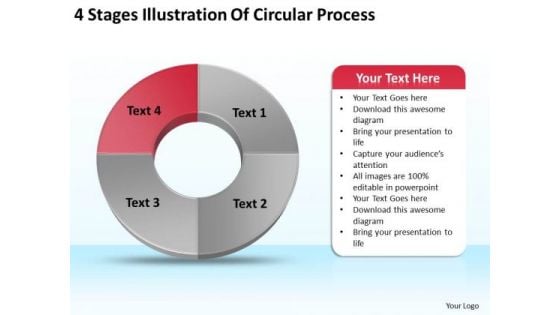 4 Stages Illustration Of Circular Process Business Plan Write PowerPoint Templates