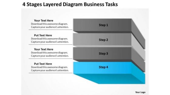 4 Stages Layered Diagram Business Tasks Ppt Making Plan PowerPoint Templates