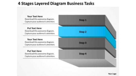 4 Stages Layered Diagram Business Tasks Ppt Plan PowerPoint Template