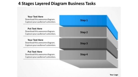 4 Stages Layered Diagram Business Tasks Ppt Plan PowerPoint Templates