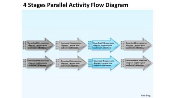 4 Stages Parallel Activity Flow Diagram Business Pro Plan PowerPoint Templates