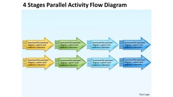 4 Stages Parallel Activity Flow Diagram Steps To Making Business Plan PowerPoint Slides