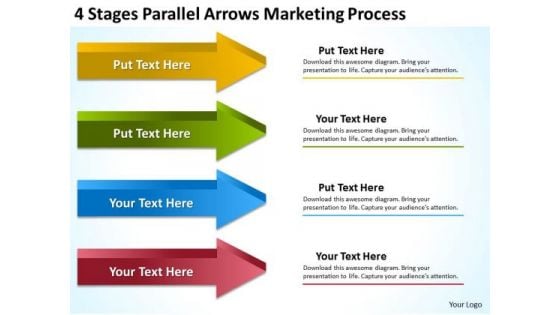 4 Stages Parallel Arrows Marketing Process Business Plan Worksheet PowerPoint Templates